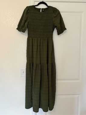 SHEIN Olive Green Smocked Top